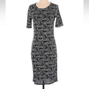 LuLaRoe Julia Elegant Collection Black Silver Sparkle Dress Formal Size S Small